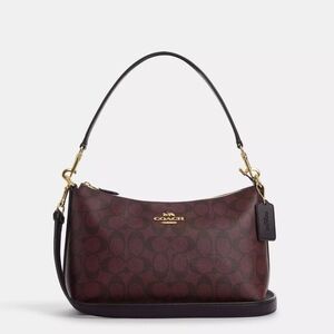 NWT Coach Clara Signature Hobo Crossbody Bag Oxblood Brown CF377
